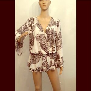 Vintage Havana stretch long sleeve shorts romper s
